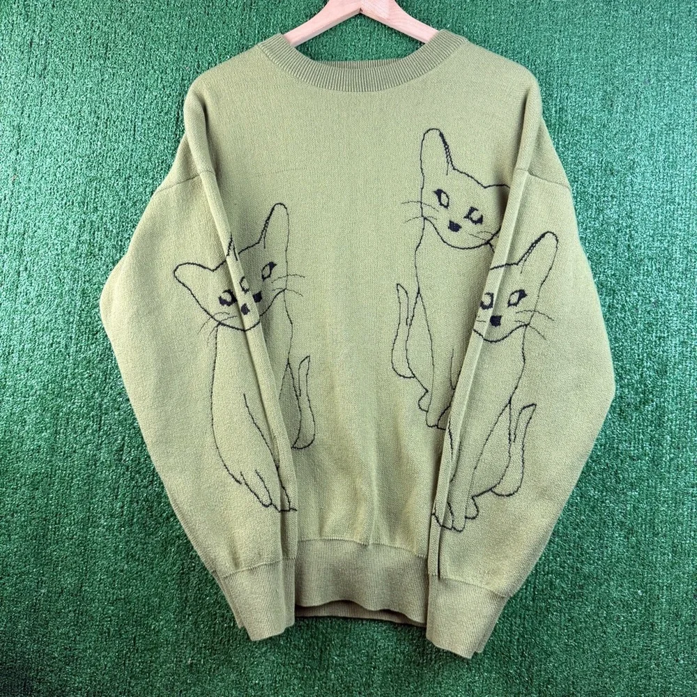 Cozy Green Cat Sweater